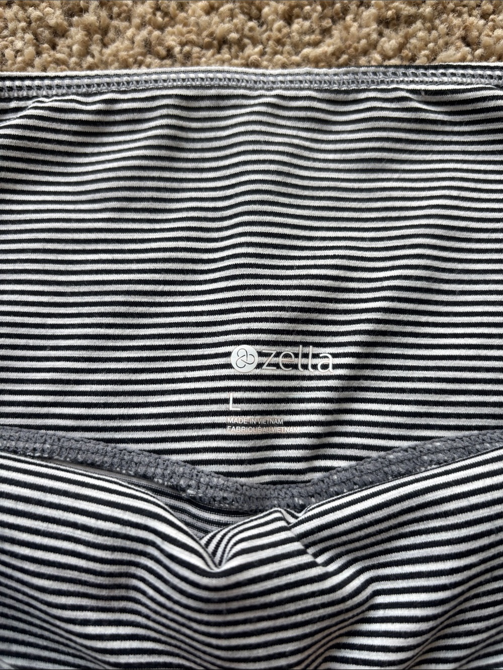 Zella Gray and White Horizontal Stripe Leggings